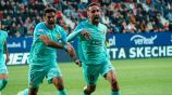Festejo del equipo de Mallorca en el gol 