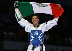 Saúl Gutiérrez festeja en el Mundial de Taekwondo