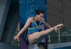 Laura Sánchez, durante una competencia de clavados