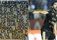 Nestor Vidrio y una de las pancartas para Dorados