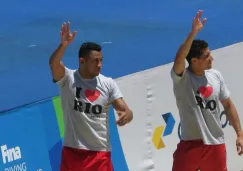 Rommel Pacheco y Jahir Ocampo antes de la premiación