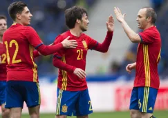 David Silva celebra su golazo contra Corea del Sur 