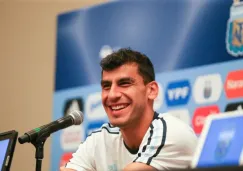 Nahuel Guzmán, durante la rueda de prensa de Argentina en San José