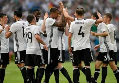 Jugadores de Alemania celebran la victoria frente a Hungría