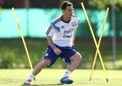 Messi, en un entrenamiento con Argentina