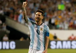 Messi festeja uno de sus goles con Argentina