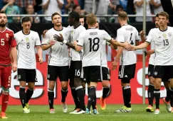 Los jugadores de Alemania celebran un gol en un juego amistoso