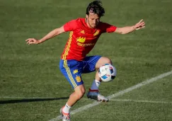 Silva en un entrenamiento con España