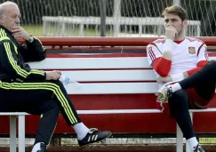Vicente Del Bosque e Iker Casillas conversando tras un entrenamiento