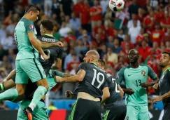 CR7, anotando el primero gol de Portugal frente a Gales