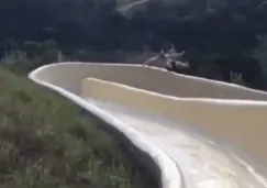 Momento en que Salmon sale expulsado del tobogán