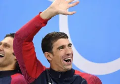 Michael Phelps, en la ceremonia de premiación de los 100m mariposa