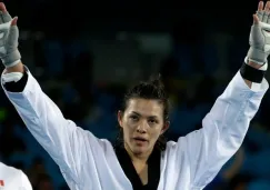 María del Rosario Espinoza celebra una victoria en Río 2016