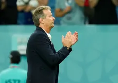 Kasper Hjulmand durante un partido con Dinamarca