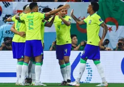 Jugadores de Brasil en festejo de gol