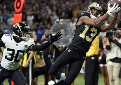 Michael Thomas atrapa el balón para anotar ante los Jaguars