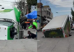 VIDEO: Socavón en Iztapalapa atrapa camión de refrescos
