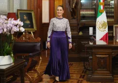 Claudia Sheinbaum lució vestido artesanal en su primer Grito de Independencia como presidenta