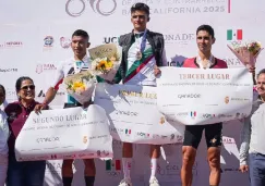 Isaac del Toro en el podio 