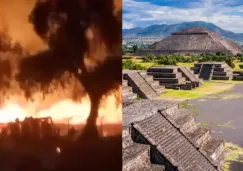 Fuego en Teotihuacán: así se vivió el incendio detrás de la Pirámide de la Luna