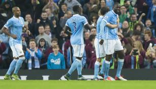 Manchester City festeja gol de Touré contra el Norwich