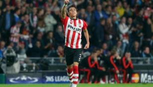 Moreno celebra gol con el PSV