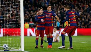 Messi, Suárez y Piqué, celebrando el triunfo del Barcelona