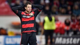 Chicharito, en un partido con el Bayer Leverkusen