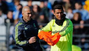 Zidane y CR7, en una práctica del Real Madrid