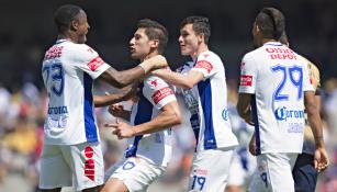 Los jugadores de Pachuca festejan el gol del empate