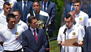 Rubens Sambueza habla durante vista del América a Los Pinos