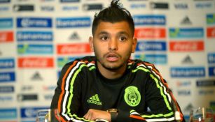 Jesus 'Tecatito' Corona, durante conferencia de prensa con el Tri