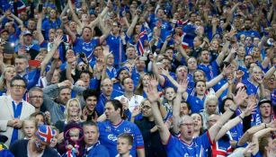 Afición de Islandia durante un juego en la Eurocopa