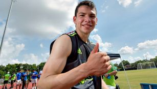 Hirving Lozano en un entrenamiento del Tri