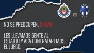 Flyer publicado en Twitter por aficionados Rayados para 'provocar' a Chivas