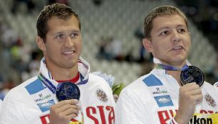 Lobíntsev y Morózov en una competencia de FINA