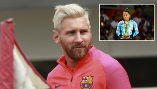 Lionel Messi durante un entrenamiento con el Barcelona