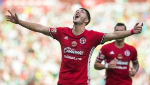 Guido Rodríguez celebra su gol frente a Santos