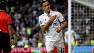 Lucas Vázquez celebra un gol con el Real Madrid