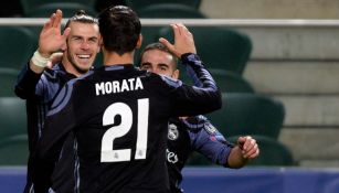 Gareth Bale celebra su golazo contra el Legia de Varsovia