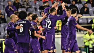 La Fiorentina celebra su victoria frente al Slovan Liberec