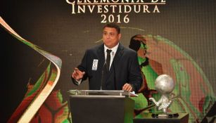 Ronaldo durante su discruso de agradecimiento