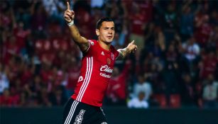Caraglio festeja gol frente a Chiapas