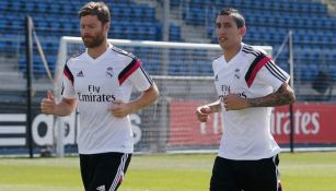 Alonso y Di María en un entrenamiento del Real Madrid