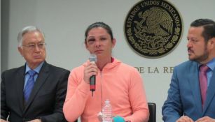 Ana Gabriela Guevara, durante la conferencia de presa en el Senado