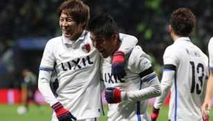 Yasushi Endo celebra su gol contra Atlético Nacional