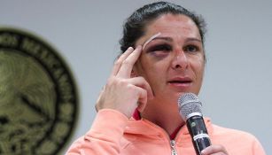 Ana Guevara en conferencia de prensa tras agresión