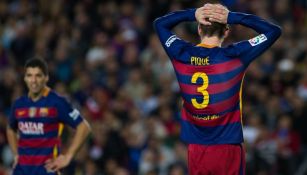 Gerard Piqué lamentándose en un juego del Barcelona