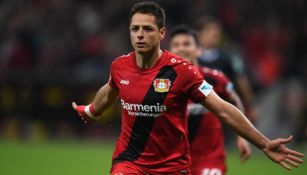 Chicharito, en un juego del Bayer Leverkusen