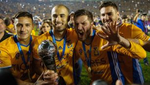 Sosa, Pizarro, Gignac y Delort celebran el campeonato de Tigres